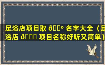 足浴店项目取 🐺 名字大全（足浴店 🐟 项目名称好听又简单）